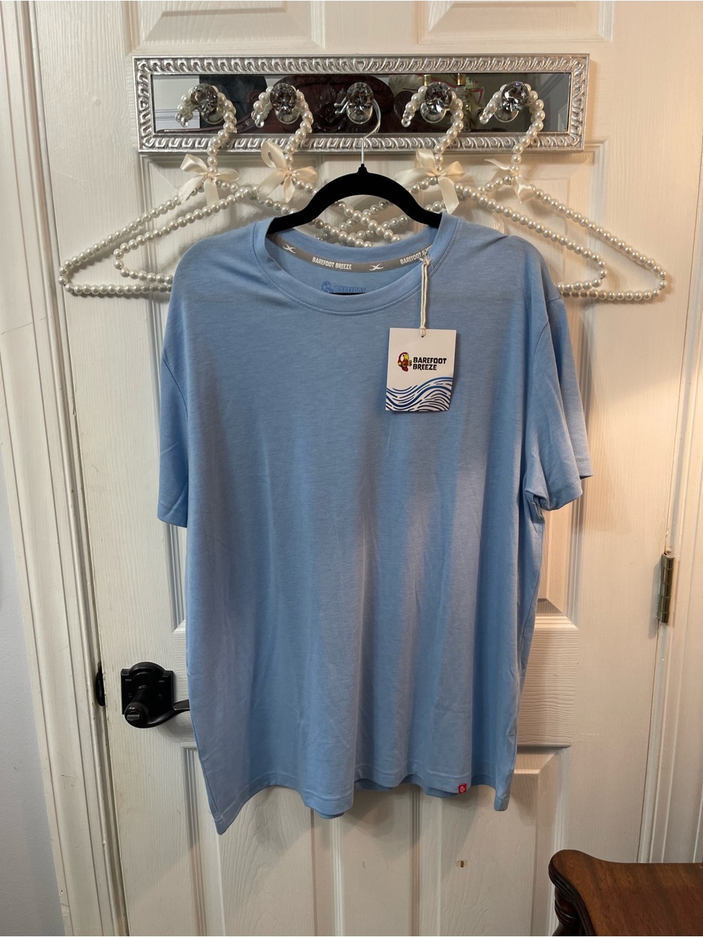 Barefoot Breeze Very Soft Men’s Classic Crew T-Shirt - Light Blue